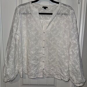 Ann Taylor Cream Floral Blouse